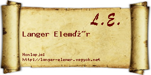 Langer Elemér névjegykártya